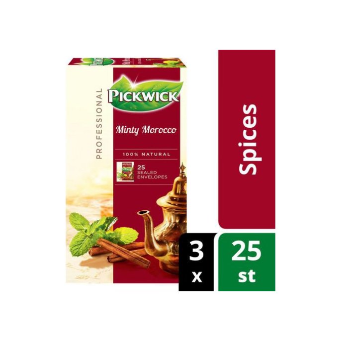 PICKWICK Professional Minty Morocco Theezakjes Cafeïnevrij 50 g (pak 75 stuks)