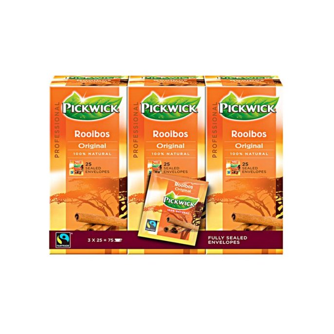 PICKWICK Professional Rooibos Original Theezakjes Cafeïnevrij 38 g (pak 75 stuks)