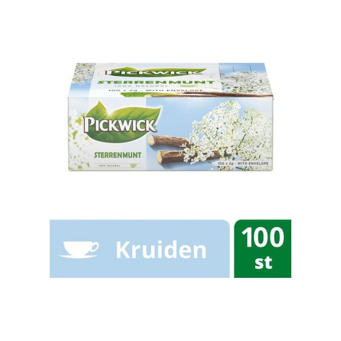 PICKWICK Professional Sterrenmunt Kruidenthee met envelop grootverpakking (pak 100 stuks)