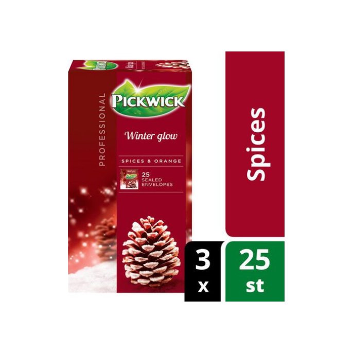 PICKWICK Professional Winter Glow Theezakjes Cafeïnevrij 50 g (pak 75 stuks)