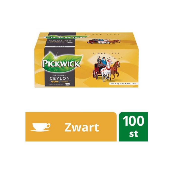 PICKWICK Theezakjes zonder envelop Ceylon Tea Blend (pak 100 stuks)