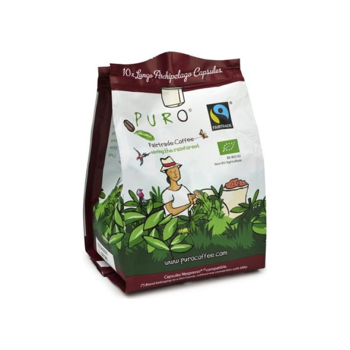 PURO Lungo Archipelago Koffiecapsules Fairtrade Biologisch (doos 12 x 10 stuks)