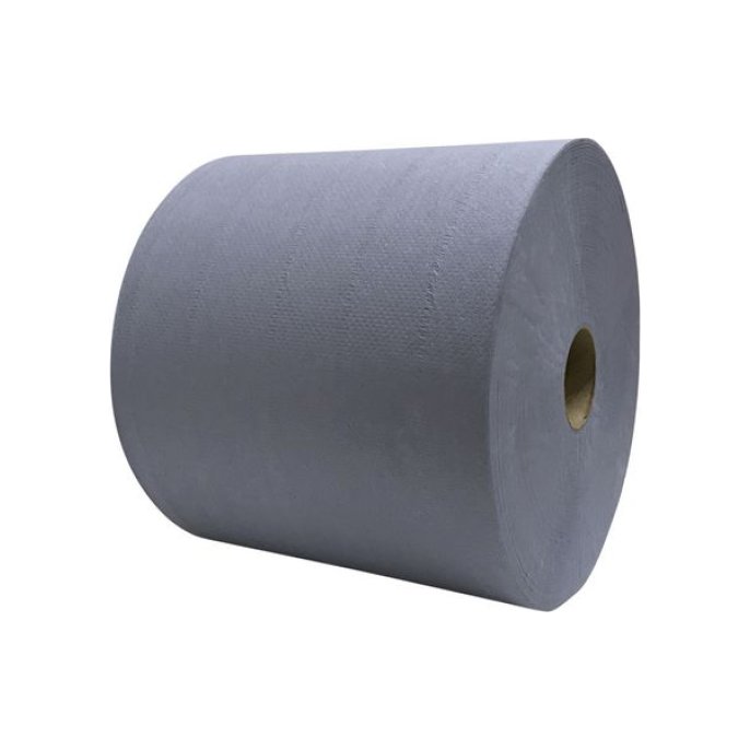 Papieren Poetsrol op Huls Gerecycled 2 Laags Rol 380 m Blauw (pak 2 x 380 meter)