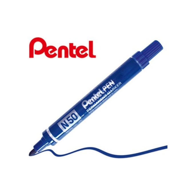 Pentel N50 Permanente Marker Ronde Punt 1.5 - 3 mm Blauw (pak 12 stuks)