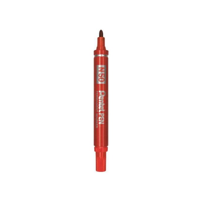 Pentel N50 Permanente Marker Ronde Punt 1.5 - 3 mm Rood (pak 12 stuks)