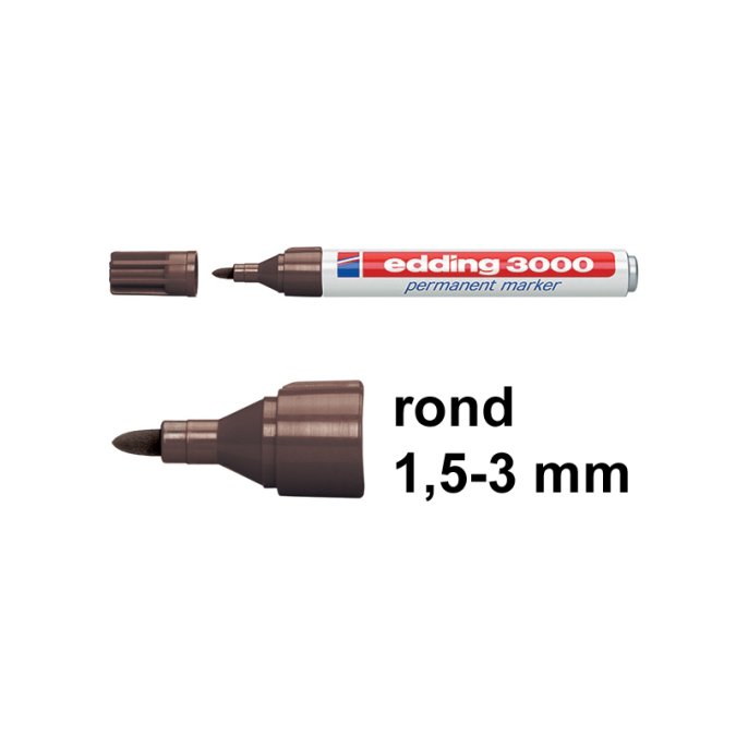 EDDING 3000 Permanent Marker 1.5-3mm Ronde Punt donkbruin (pak 10 stuks)