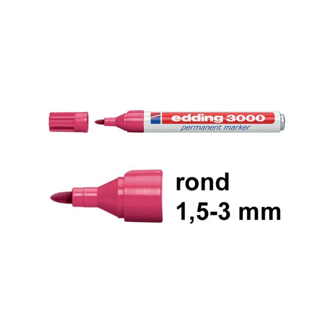 EDDING 3000 Permanent Marker 1.5-3mm Ronde Punt karmijn (pak 10 stuks)