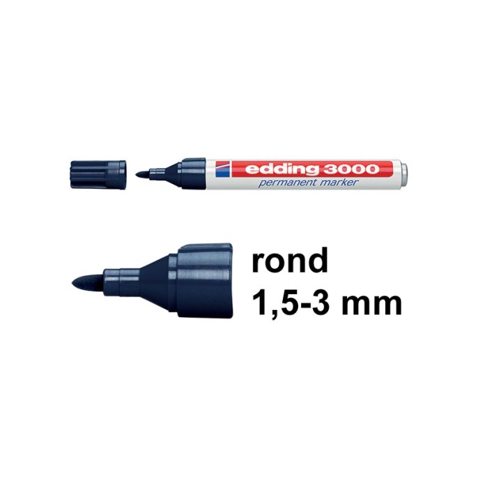 EDDING 3000 Permanent Marker 1.5-3mm Ronde Punt staalblauw  (pak 10 stuks)