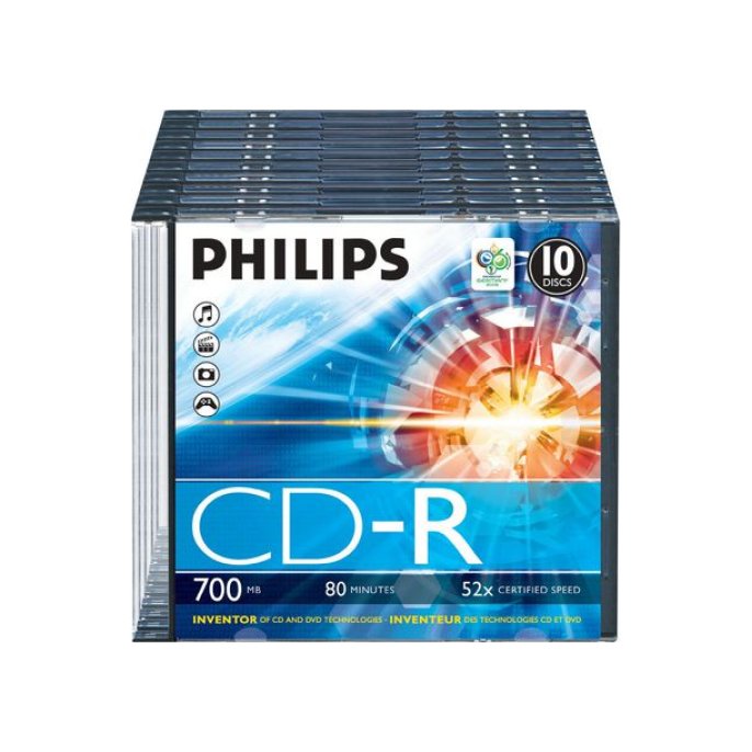 Philips CD-R 700 MB Slim Case (pak 10 stuks)