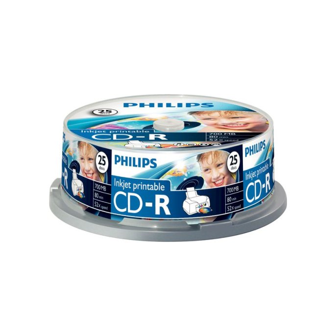 Philips CD-R Recordable Spindle printable (doos 15 x 25 stuks)