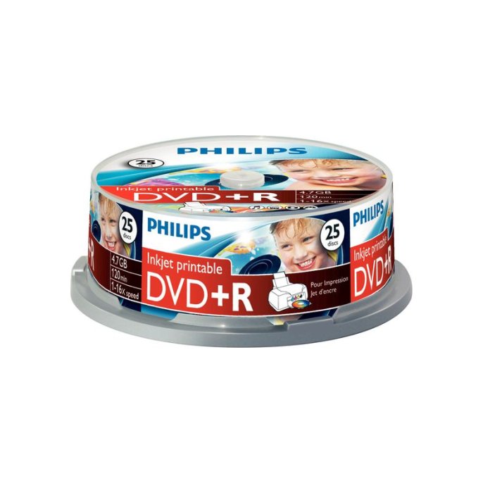 Philips DVD+R Recordable Spindle printable (pak 25 stuks)