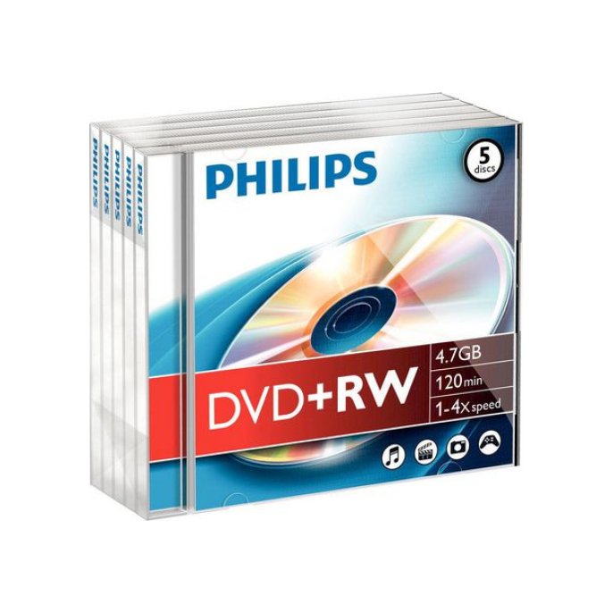 Philips DW4S4J05F DVD+RW 47 GB Jewelcase (pak 5 stuks)