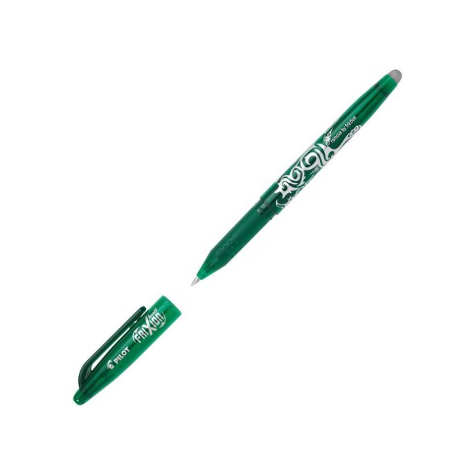 Pilot Frixion Ball gel stickpen. fijne punt. groene inkt. groene huls met grip (doos 12 stuks)