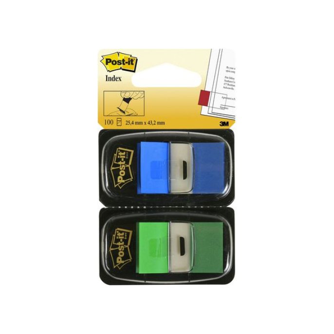 Post-it Index Standaard Duopack - meerdere kleuren 254 x 432 mm groen en blauw (pak 2 stuks)