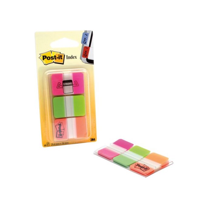 Post-it Index Strong Standaard 254 x 38 mm roze groen en oranje (pak 66 stuks)