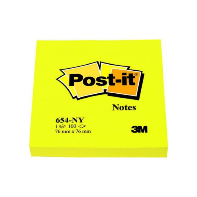 Post-it Notes 76 x 76 mm Neon geel (pak 6 x 100 vel)