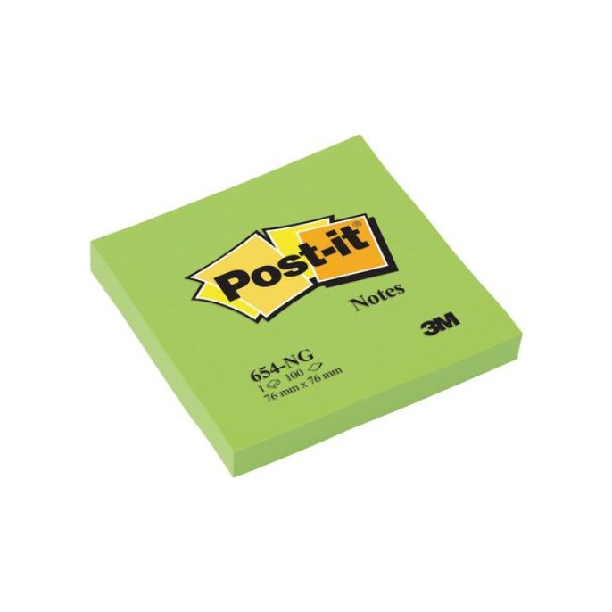 Post-it Notes 76 x 76 mm Neon groen (pak 6 x 100 vel)