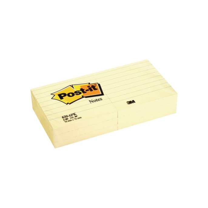 Post-it Notes Canary Yellow™ Gelinieerd 76 x 76 mm Geel (pak 6 x 100 vel)