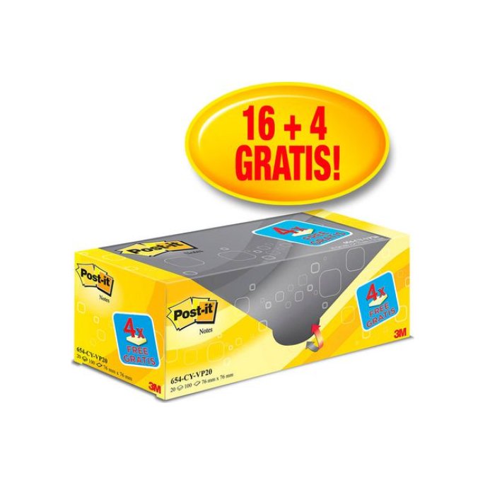 Post-it Notes Canary Yellow™ Voordeelpak 76 x 76 mm Geel (pak 20 blokken)