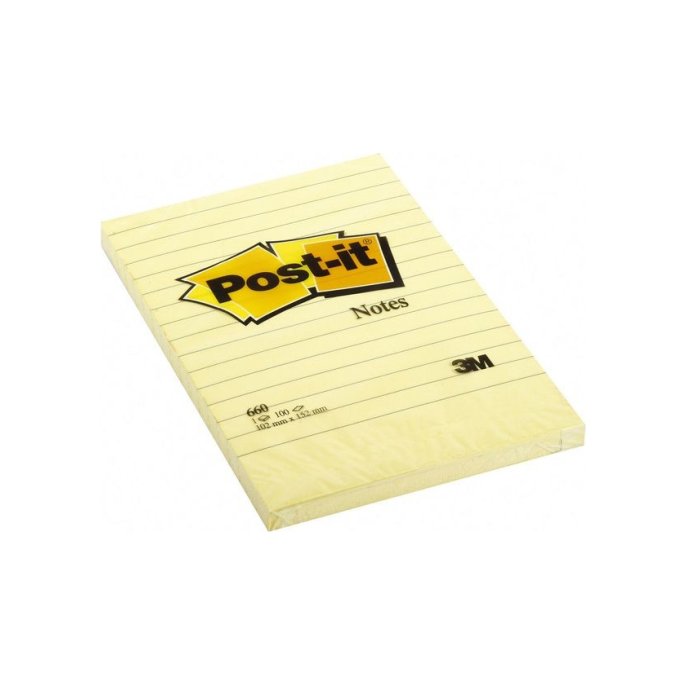 Post-it Notes Canary Yellow™ XXL Gelinieerd 102 x 152 mm Geel (pak 6 x 100 vel)