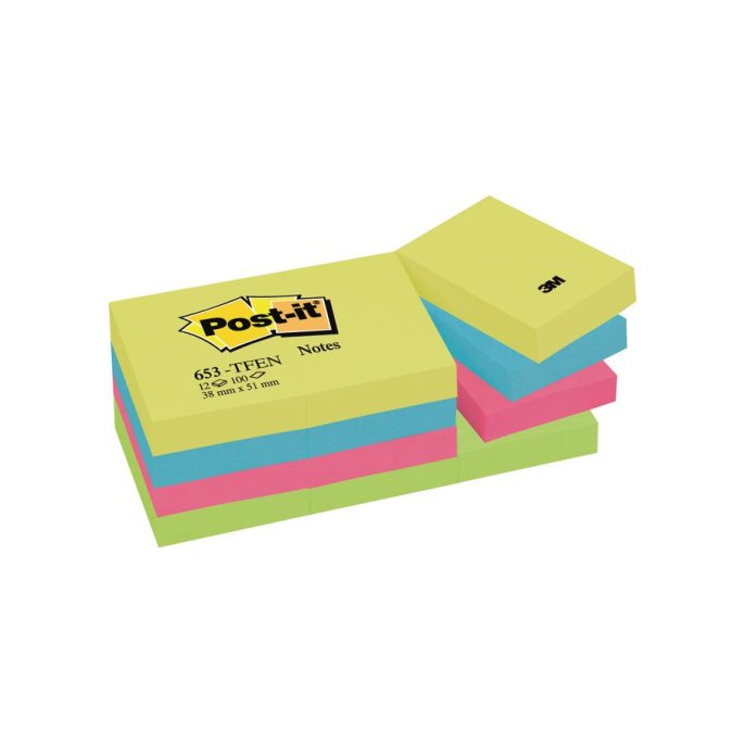 Post-it Notes Energetic 38 x 51 mm (pak 12 blokken)