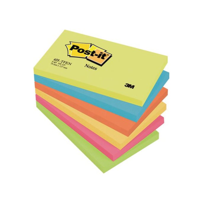 Post-it Notes Energetic kleuren 76 x 127 mm (pak 6 blokken)