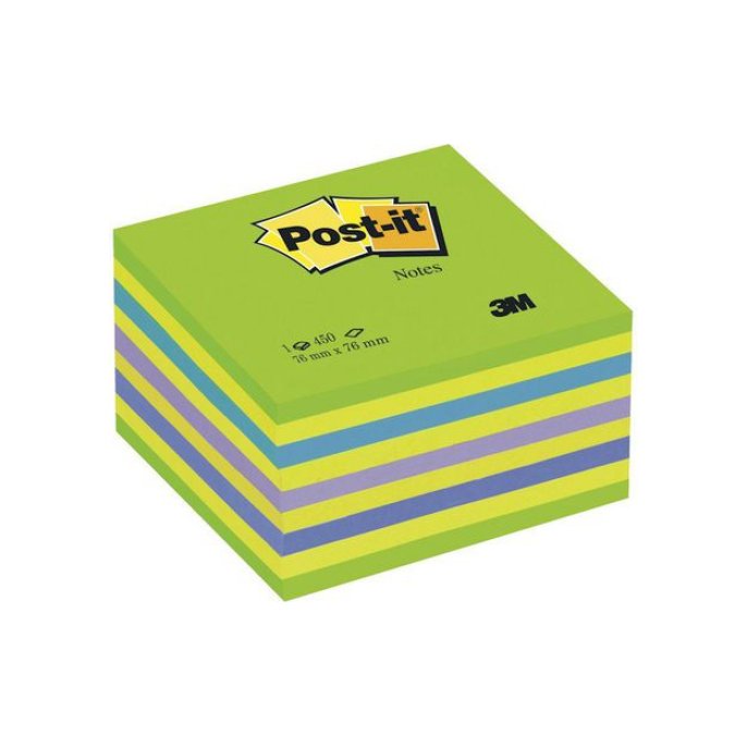 Post-it Notes Kubus 76 x 76 mm Neon groen blauw (blok 450 vel)