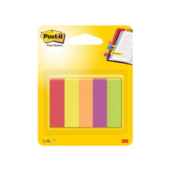 Post-it Notes Markeerstroken 5 kleuren 127 x 444 mm (pak 5 blokken)