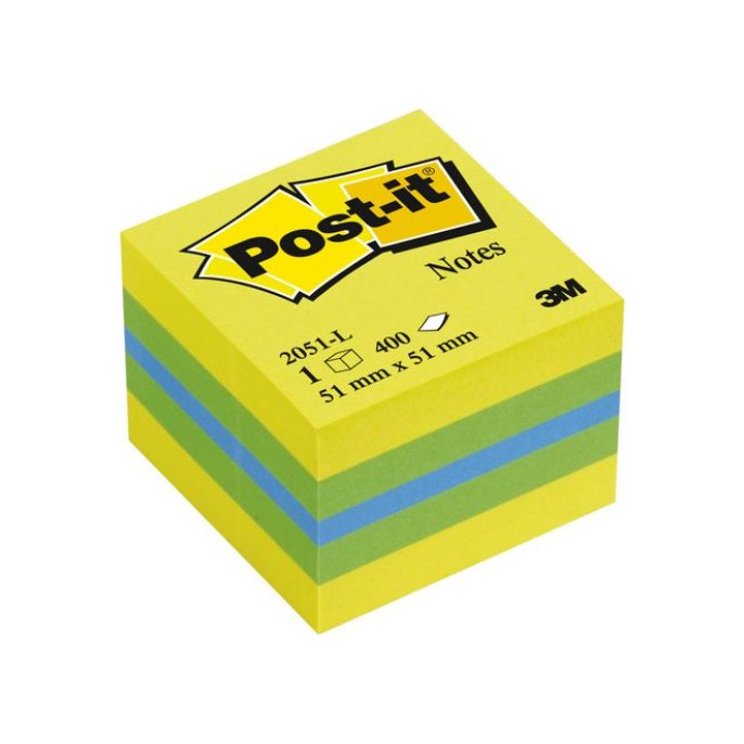 Post-it Notes Mini Kubus 51 x 51 mm Limoen (blok 400 vel)