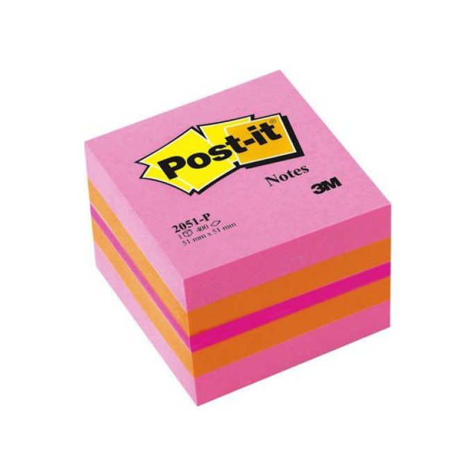 Post-it Notes Mini Kubus 51 x 51 mm Roze (blok 400 vel)