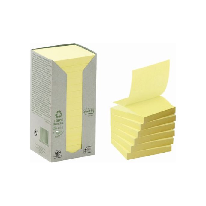 Post-it Recycled Z-Notes Canary Yellow™ 76 x 76 mm Geel (pak 16 blokken)