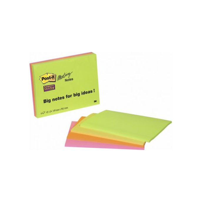 Post-it Super Sticky Meeting Notes XXL 984 x 149 mm Neon kleuren (pak 4 blokken)