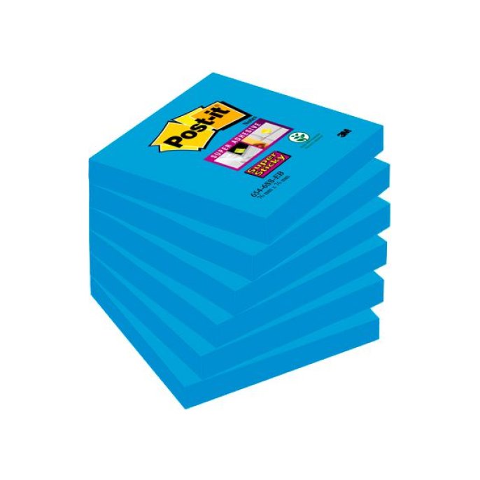 Post-it Super Sticky Notes 76 x 76 mm Blauw (pak 6 x 90 vel)