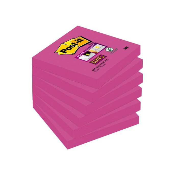 Post-it Super Sticky Notes 76 x 76 mm Fuchsia (pak 6 x 90 vel)