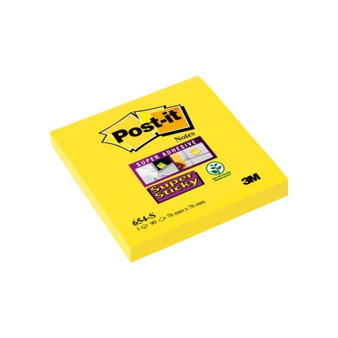 Post-it Super Sticky Notes 76 x 76 mm Neon geel (pak 12 x 90 vel)