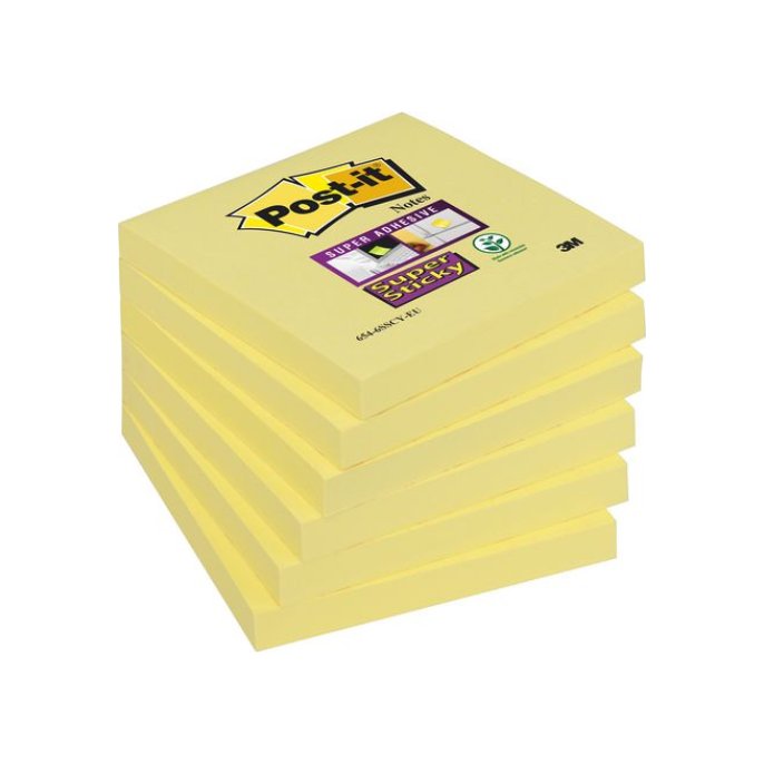 Post-it Super Sticky Notes Canary Yellow™ 76 x 76 mm Geel (pak 6 x 90 vel)