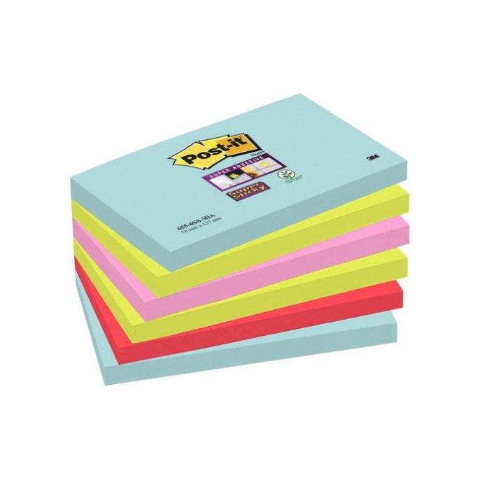 Post-it Super Sticky Notes Miami kleuren 76 x 127 mm (pak 6 stuks)