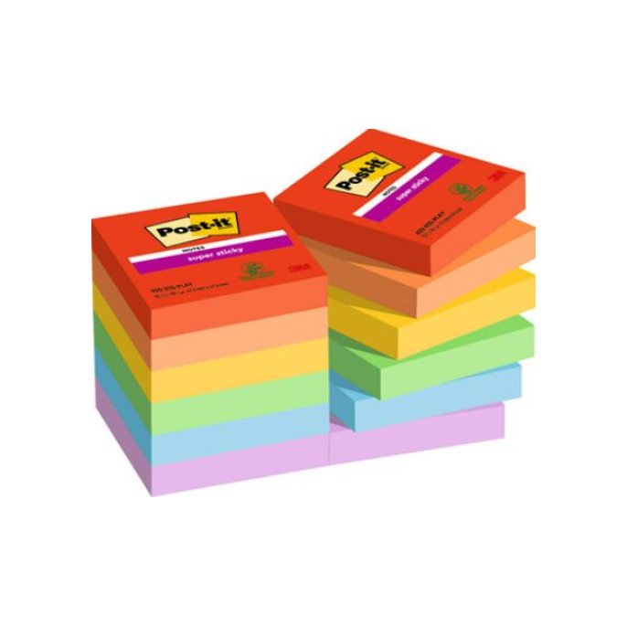 Post-it Super Sticky Notes Playful Colour Collection 47.6 x 47.6 mm (pak 12 blokken)