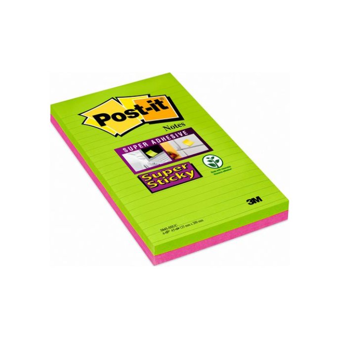 Post-it Super Sticky Notes XXXL Gelinieerd 125 x 200 mm Assorti (pak 4 blokken)