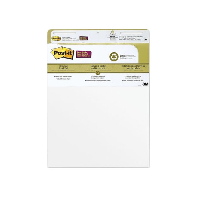 Post-it Super Sticky Zelfklevende Flipchart Gerecycled 635 x 775 mm Wit (pak 2 blokken)