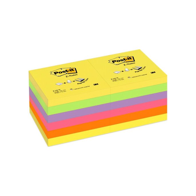 Post-it Z-Notes 76 x 76 mm Neon kleuren (pak 12 blokken)