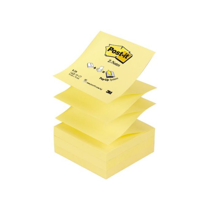 Post-it Z-Notes Canary Yellow 76 x 76 mm (pak 12 blokken)