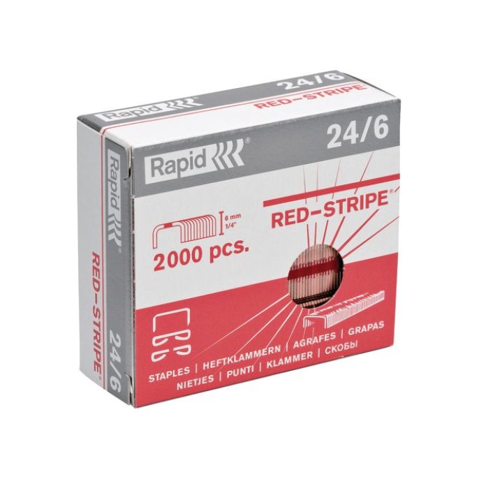 RAPID Nietjes 24/6 Red Stripe Verkoperd (pak 2000 stuks)