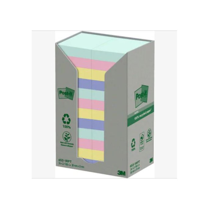 Recycled POST-IT Notes Pastelkleuren 38 x 51 mm