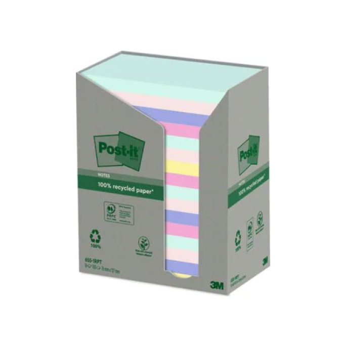 Recycled POST-IT Notes Pastelkleuren 76 x 127 mm