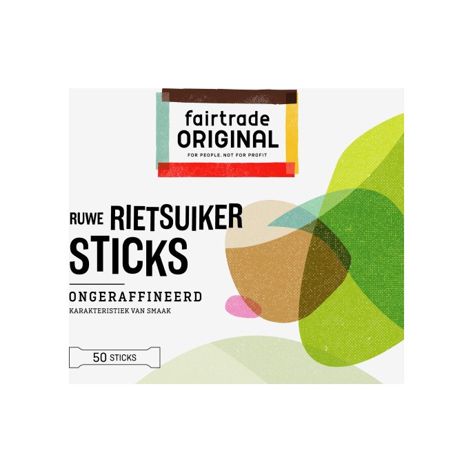 Rietsuiker sticks Fairtrade 4gr (50 stuks)