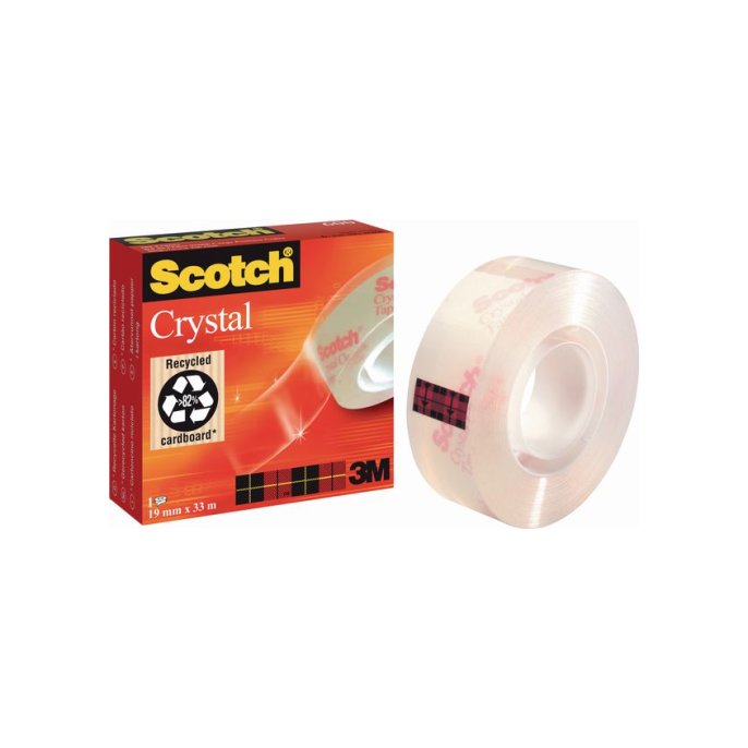 SCOTCH® 600 Crystal Clear Plakband 19 mm x 66 m asgat 76 mm (rol 66 meter)