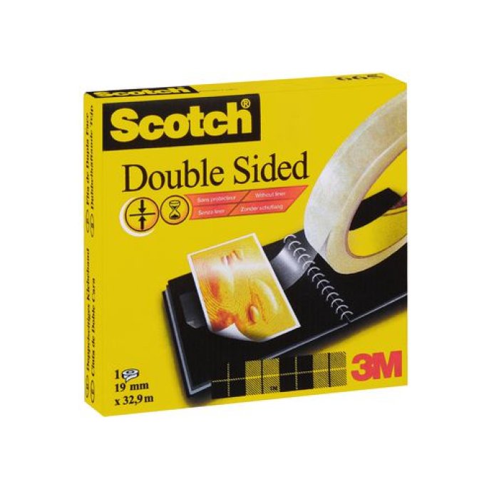 SCOTCH® Plakband 665 dubbelzijdig 19 mm x 33 m (rol 33 meter)