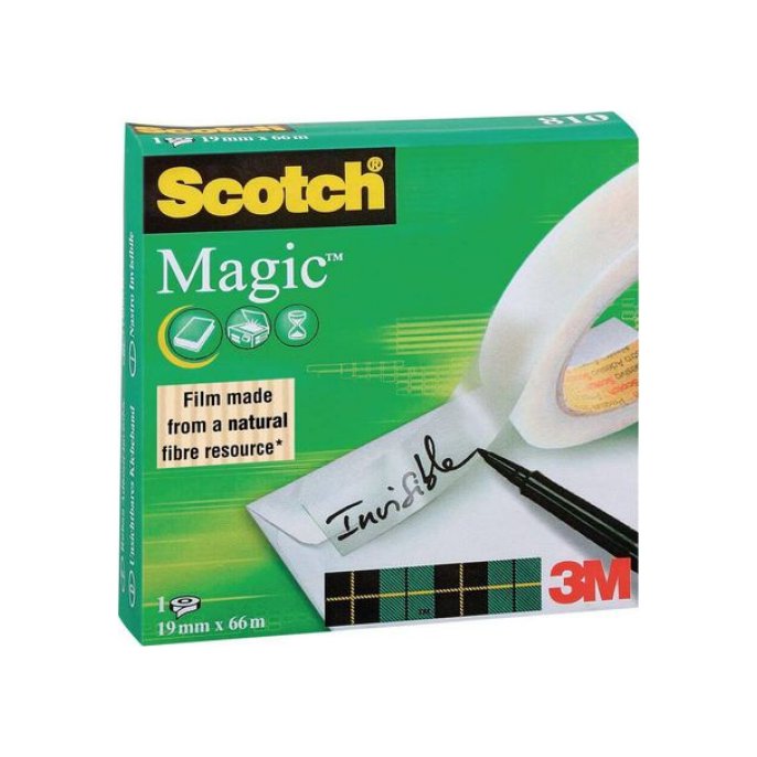 SCOTCH® Plakband 810 Magic™ 19 mm x 66 m asgat 76 mm (rol 66 meter)