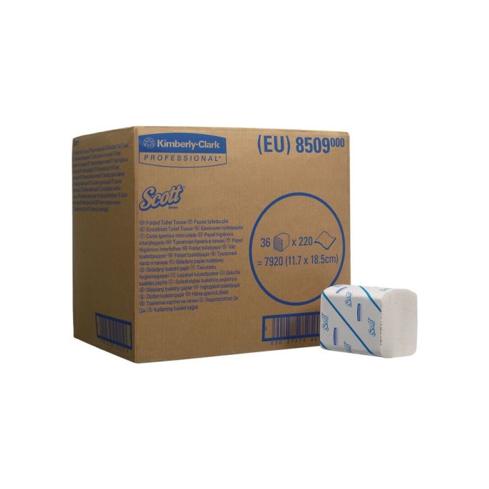 SCOTT 8509 Toiletpapier gevouwen 12.5x18.5cm Wit 2-laags / 36x230 vel